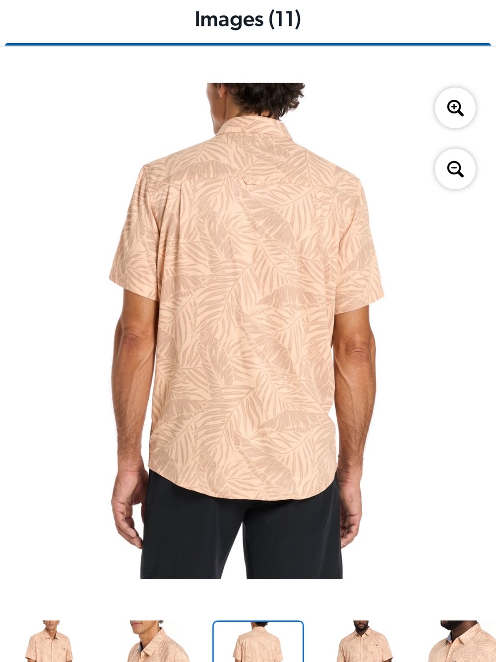 Hurley Peach Short-Sleeve Leaf Print Button-Down Shirt - Picture 3 of 7